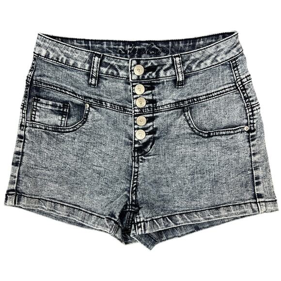 Delia's High-Rise Jean Shorts Sz 5/6 Acid Wash Stretch Denim Grunge Retro Punk - Picture 1 of 11